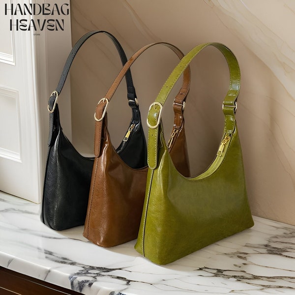 Women's Leather Crescent Handbag - Half Moon Leather Bag, Leather Shoulder Bag, Phone Bag, Cute Bag, Perfect Gift, Gift For Her