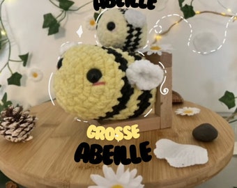 Peluche crochet abeille, amigurumi, petite abeille, grosse abeille