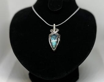 Argentium Silver Wire-Wrapped Labradorite Pendant