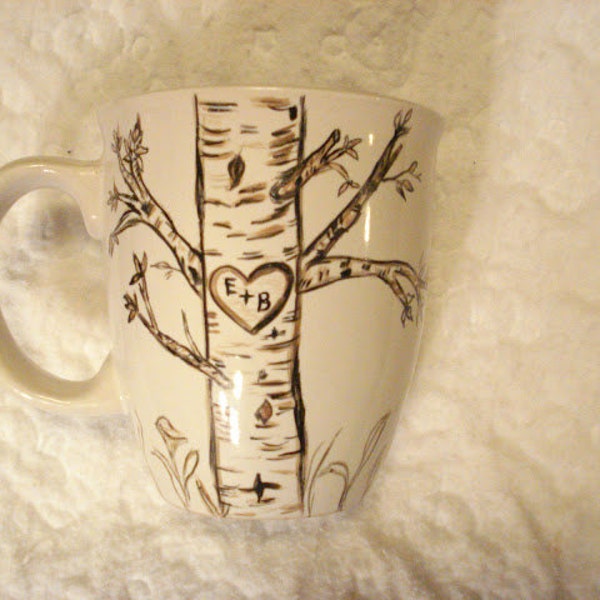 Initials on tree mug (you pick the names or initials)