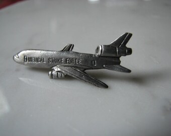 Vintage Medical Strike Force Tie Tack Airplane Silver Plane DC-10