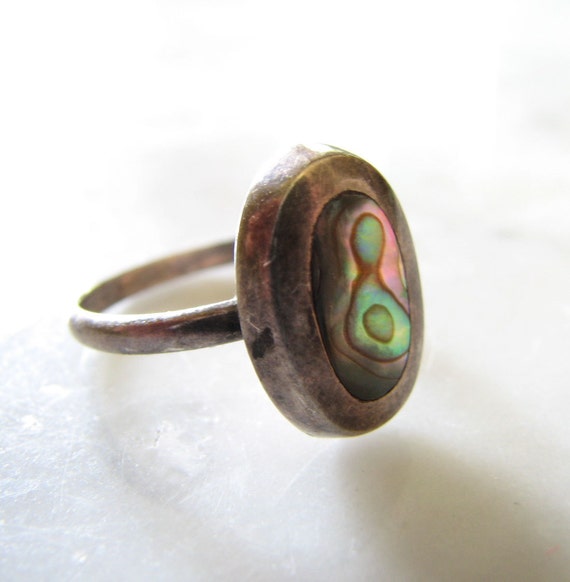 Vintage Mexican Sterling Silver Abalone Ring