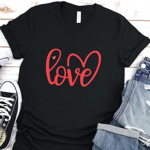 Valentines Love Unisex Tee Shirt, Heart Graphic Tee, Valentine&#39;s Day Gift, Romantic Couple Shirt, Red Love T-Shirt, Trendy Vantentine&#39;s Tee