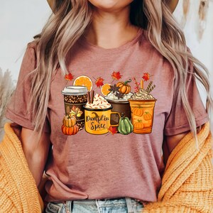 Herbst Kaffee T-Shirt: Kürbis Gewürz Latte Tee, Halloween Thanksgiving