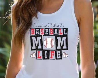 Baseball Mom Life Tank Top, Unisex Bella+Canvas Tee