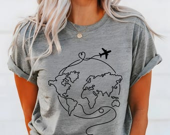 World Map Travel Tee: Unisex Cotton Adventure Shirt