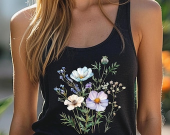 Summer Garden Floral Tank Top: Trendy Nature Lover Tee