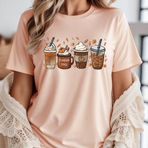 Coffee Latte Pumpkin Leopard T-Shirt: Autumn Spice Tee