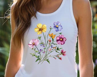 Floral Tank Top: Summer Blossoms, Nature Inspired Unisex Tee