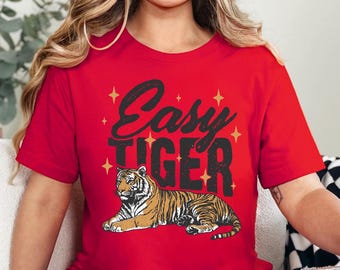 Maglietta Easy Tiger Graphic: T-shirt in cotone dallo stile vintage