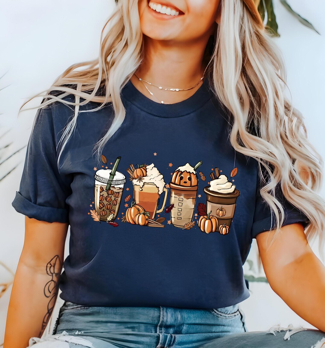 Pumpkin Spice Latte Shirt: Autumn Coffee Tee, Fall Drink Design - Etsy