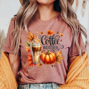 Coffee Weather Pumpkin Shirt, Fall Latte Tee