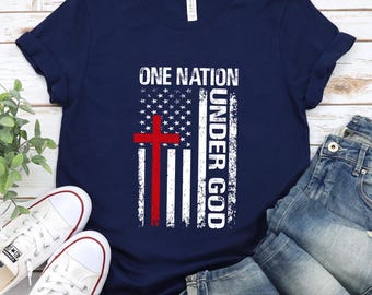 Patriotic T-Shirt: One Nation Under God, USA Pride Tee