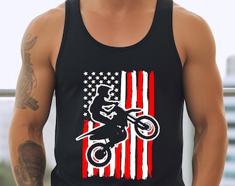 Canotta da motocross con bandiera americana: maglietta patriottica da motociclista