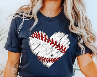 Camiseta de béisbol con corazón desgastado: camiseta moderna para el día del partido