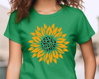 Camiseta de girasoles: camiseta estampada con flores, unisex, de algodón.