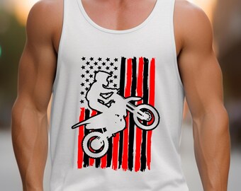 Canotta da motocross con bandiera americana: maglietta patriottica da motociclista
