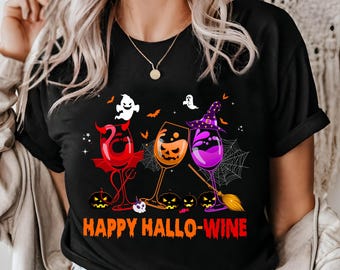 Funny Hallowine Shirt: Halloween Wine Drinking Tee