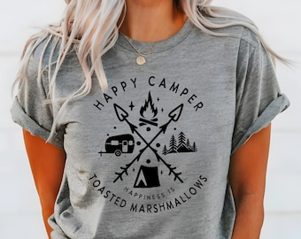 Glückliches Camper-T-Shirt: Lagerleben-T-Shirt
