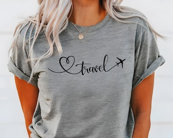 Travel Heart Graphic Tee - Unisex Airplane Shirt