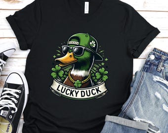 Maglietta Lucky Duck per il giorno di San Patrizio: maglietta irlandese unisex