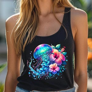 Jelly Fish Unisex Tee, Ocean Theme Tank, Sea Creature Tank, Beach Lovers Gift, Marine Biology Tank, Cute Ocean Tank Top, Trendy Summer Tank