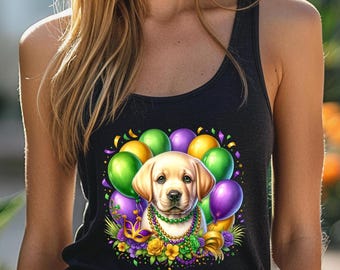 Débardeur Lab jaune Mardi Gras : T-shirt pour chien cajun