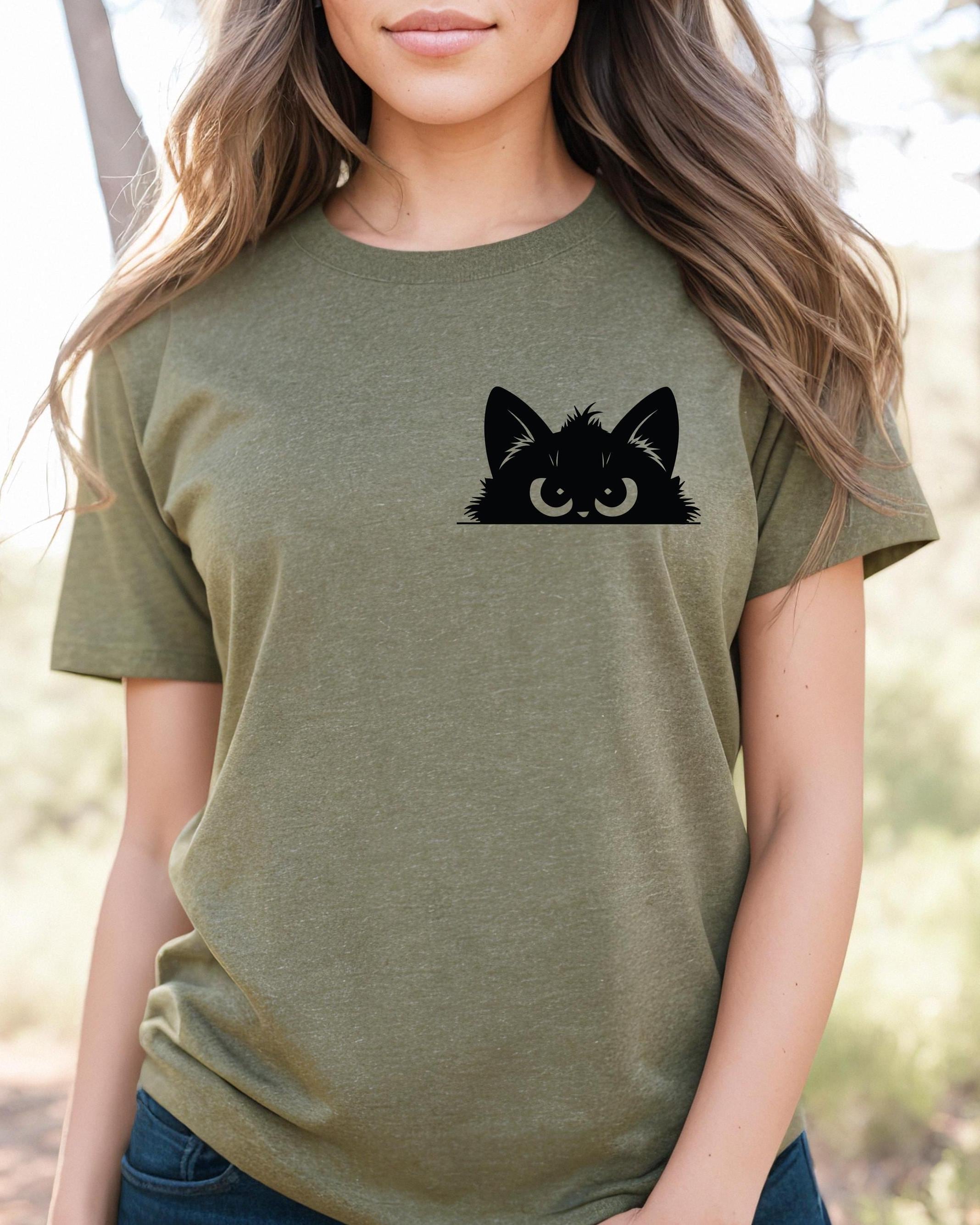 Peeking Black Cat T-shirt: Funny Cat Lover Tee - Etsy