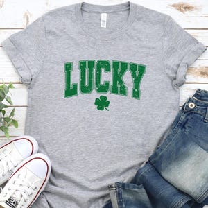 Lucky St Patrick&#39;s Day Unisex Tee, Green Shamrock T-Shirt, Irish Luck Tee, St Paddy&#39;s Day Shirt, Clover Shirt, Trendy St Patrick&#39;s Day Shirt