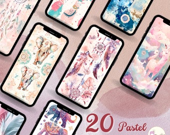 20 Pastel Tone Print Iphone Wallpaper, Pastel Phone Background, Soft Cloud Phone Wallpaper, Wallpaper And Home Screen