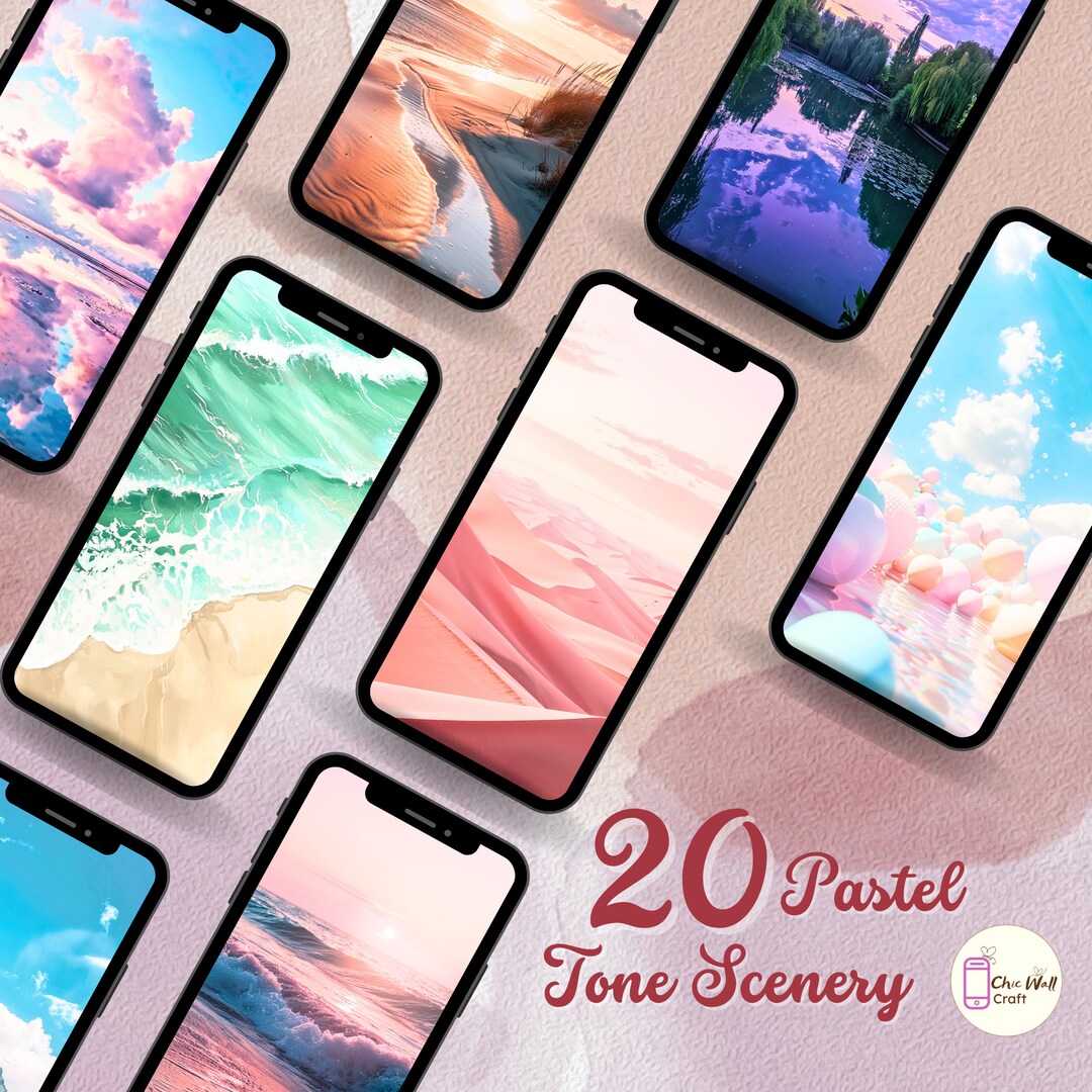 20 Pastel Tone Scenery Color iPhone Wallpaper, Aesthetic Modern Soft