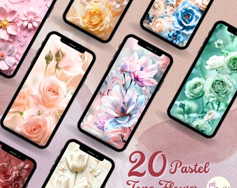 20 Pastel Flowers Iphone Wallpaper, Pastel Aesthetic Phone Background, Soft Girl Phone Wallpaper, Ios Wallpaper And Home Screen
