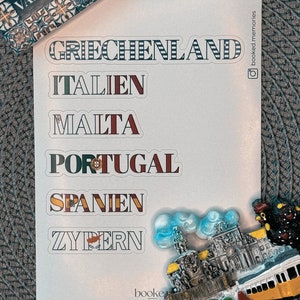 Naklejki podróżne | Europa Południowa | Naklejki podróżne | Arkusz naklejek podróż | Naklejki z nazwą kraju | Naklejki do przyklejenia | Naklejki do dziennika podróży