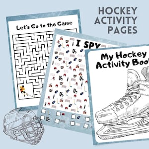 Hockey Activity Book Printable Party Favor Team Ice Hockey