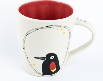 Large Handmade Black Bird Coffee or Tea Mug * Ready to Ship