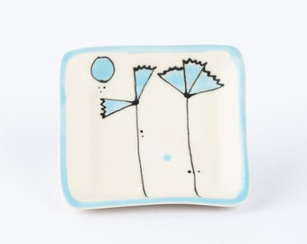 Ceramic Catchall Tray | Nic Nac Dish | Trinket Tray for Tea Bags, Soy Sauce, Jewelry in Blue * Ready to Ship