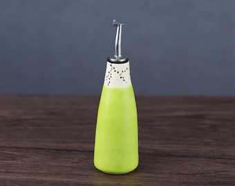 Handmade Modern Oil Cruet or Vinegar Cruet, Lime Green