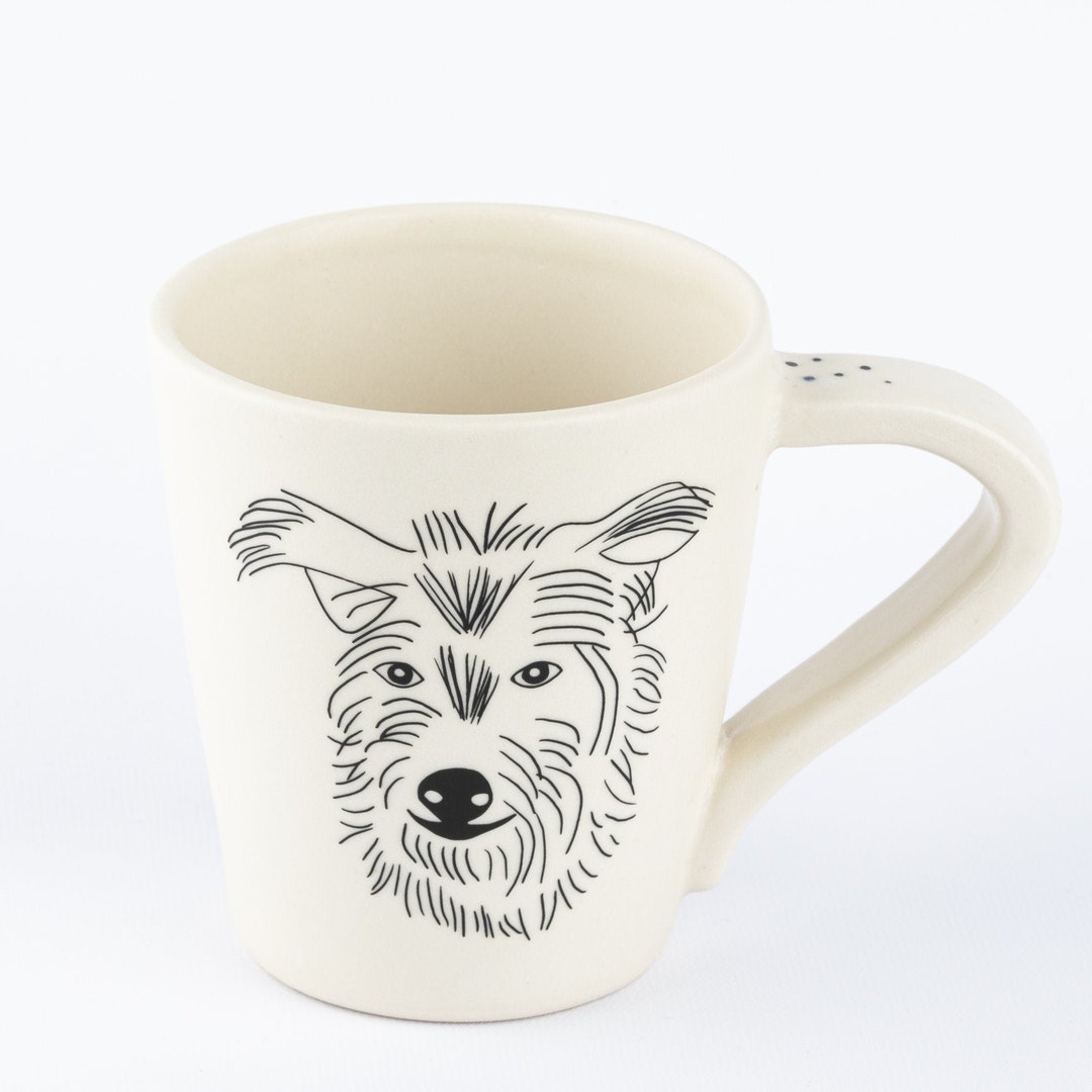 Handmade Dog Head Mug Large Stoneware Coffee or Tea Mug With a Terrier