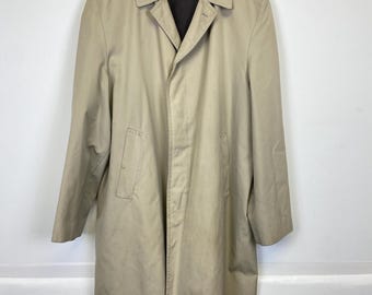 Vintage Beige Trench Coat – St Michael – Made in UK – Size M – Classic Overcoat – Long Spring Jacket – Cotton Blend – Minimalist British