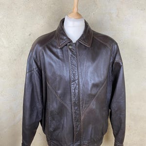 Vintage Italian Leather Jacket – Brown XL – Made in Italy – Leatherstill – Paisley Lining – Biker Style – 1990s