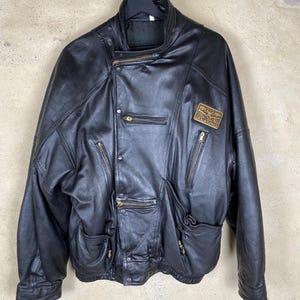 Bomber vintage en cuir de style US Air Force - Taille L - Noir - Cuir véritable - Blouson en cuir aviateur L