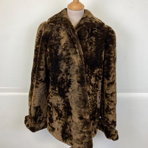 Vintage Faux Mink Fur Coat – Size S – Brown Soft Short Jacket – Elegant French Style – Winter Warmth - Faux Fur Coat