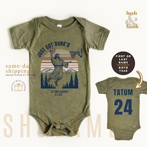 Just Got Dunked Funny Baptism Bodysuit, Baptized Shirt, Custom Baptism Baby Bodysuit, Baptism Baby Gift, Baby Christening, God Parent Gift
