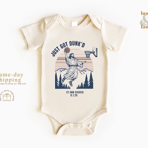 Funny Baptism Romper, Just Got Dunked, Custom Baptism Baby Romper, Christian Baby Shirt, Baptism Gift, Baby Christening, Baby Shower Gift