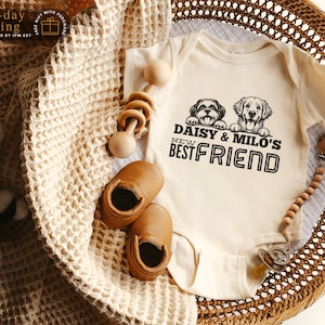 Custom Baby Romper, Protected By Dog Baby Shower Gift, New Best Friend Romper, Kid Gift, Personalized Dog Name, Newborn Gift for Pet Lover
