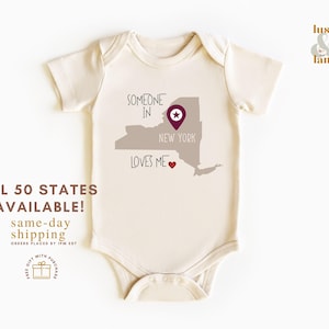 Custom State Baby Bodysuit, Baby Shower Gift, Someone Loves Me Bodysuit, Personalized Baby Shirt, Toddler Tee, All 50 States
