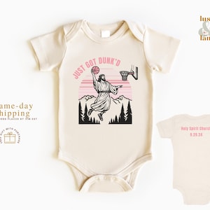 Pink Just Got Dunked Funny Baptism Bodysuit, Baptized Shirt, Custom Baptism Bodysuit, Baptism Baby Girl Christening Gift,  Baby Shower Gift