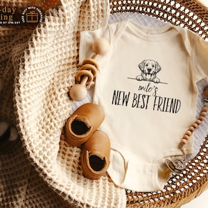 New Best Friend Bodysuit, Custom Baby Bodysuit, Protected By Dog Shirt, Baby Shower Gift, Kid Gift, Personalized Dog Name, Dog Lover Tee