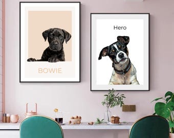 Custom Pet Portrait - Digital Painting from Your Photo | Printable Pet Artwork