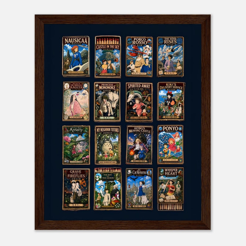Lámina decorativa de Studio Ghibli con diseño de caja de cerillas, póster de película de anime, decoración inspirada en Miyazaki, arte japonés retro, regalo de anime imagen 6